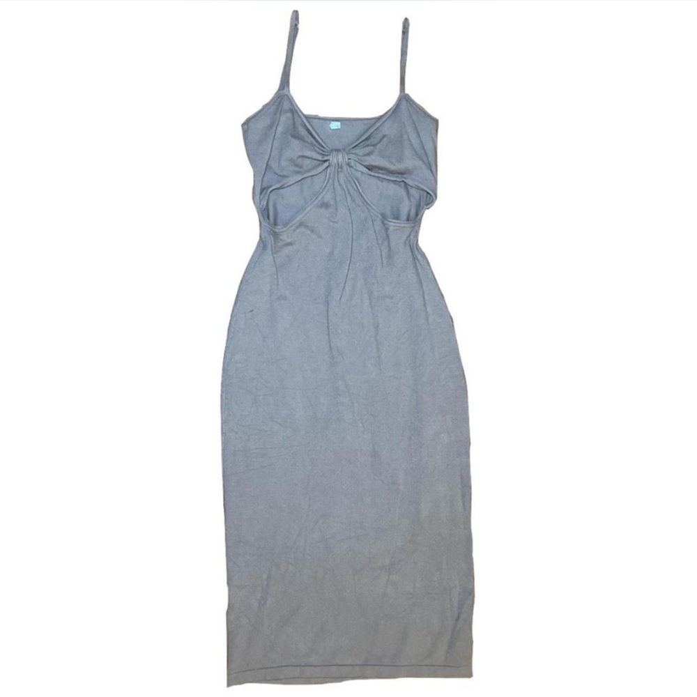 Beige Spaghetti Strap Midi Bodycon Dress